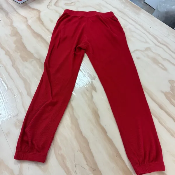 Eberjey Red Cozy Waffle Henley Short Sleeve Long Pants‎ Pajama PJ Set Red XS - Image 4