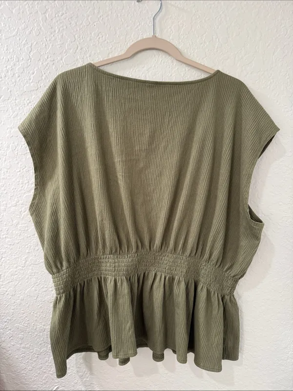 OLD NAVY Olive Smocked Waist V-Neck Top Size XXL - Image 8