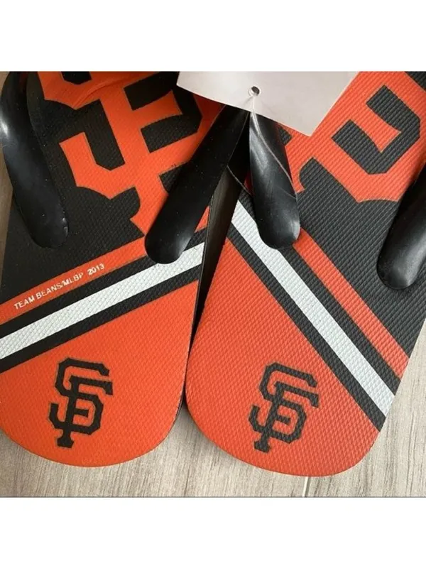 SF Giants Orange and Black Flip Flops Size undefined - Image 3
