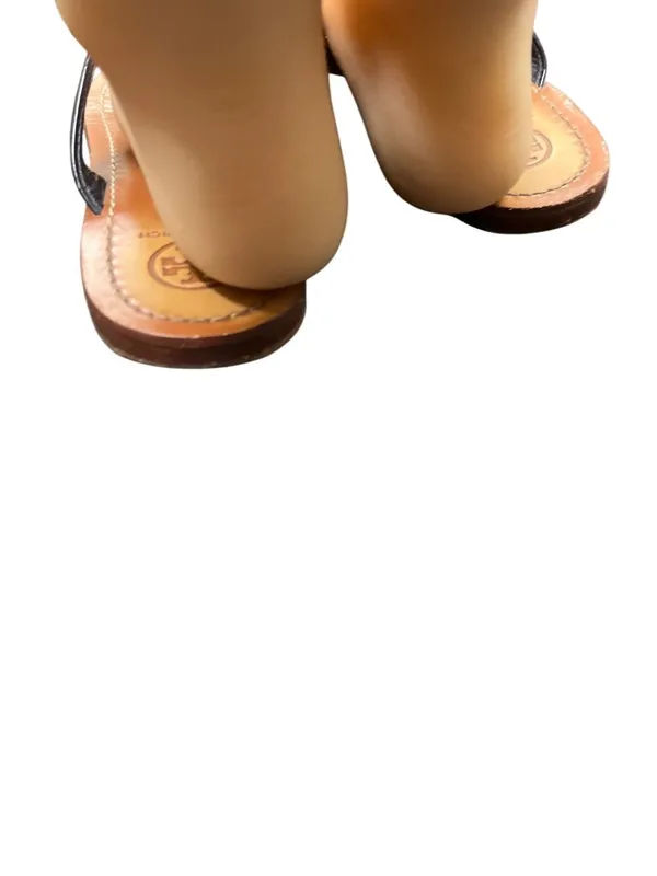 Tory Burch womens black leather patent slip on casual sandals sz 8.5M SKU 10-661 - Image 4