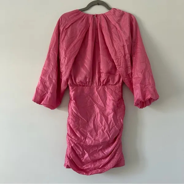 Veronica Beard Gracelynn Long Sleeve Cotton Silk Mini Dress Pink Sherbet 2 - Image 3