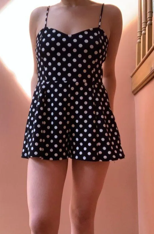 Love Culture Black And White Polka Dot Romper - Image 4