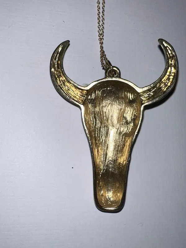 gold bull skull necklace - Image 4