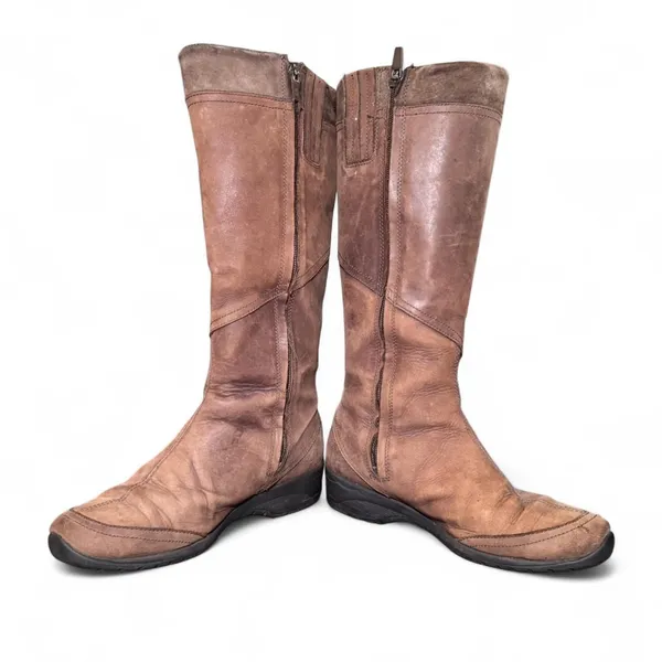 Teva Cove Women’s 7.5 Brown Tall Leather Zip Waterproof Boots Riding Style - Image 5