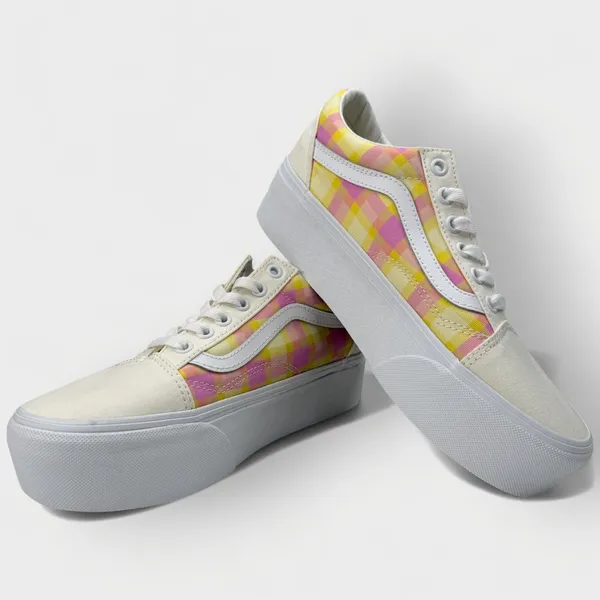 Vans Old Skool Stackform Pastel Plaid Platform Shoes Womens 7.5 - Image 6