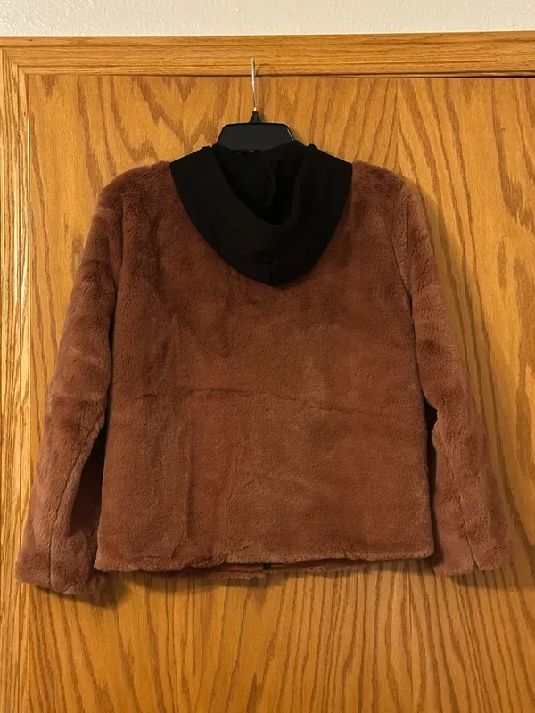 Carolyn Hoodie Jacket - Faux Fur Hooded Jacket - Pecan & Black - NWOT - Size S - Image 2