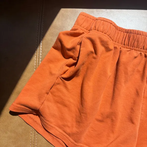SHEIN Orange French Terry Elastic Waist Lounge Shorts with Pockets Small - Image 5