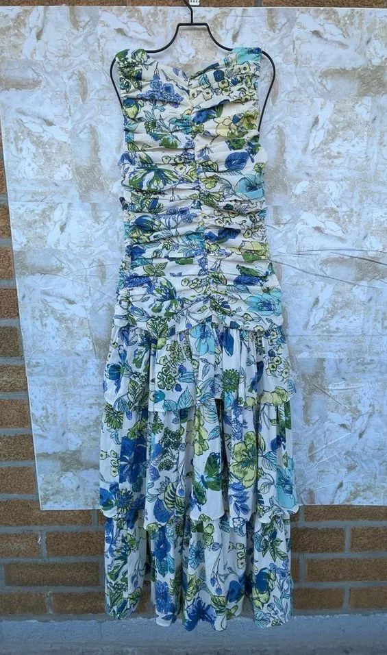 Abercrombie & Fitch High Neck Ruched Tiered Maxi Dress size XS - Image 7