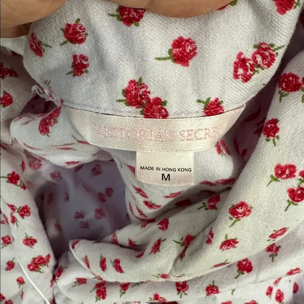 4/$25 Victorias Secret Floral Rose Bud Cotton Button Up Pajama Top Shirt Sz M - Image 3