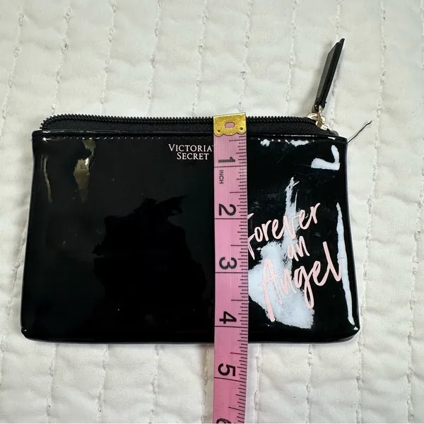 Victoria's Secret Black Pouch with Pink Text Cosmetic Bag - Image 4