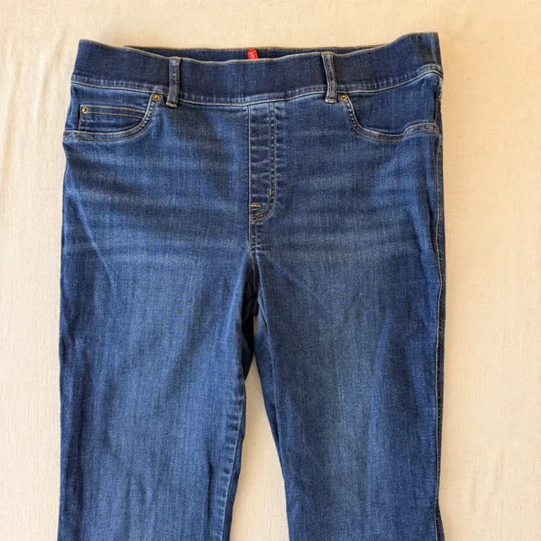 Spanx Flare Jeans Womens XL Petite Blue Pull On High Rise Stretch Denim - Image 9