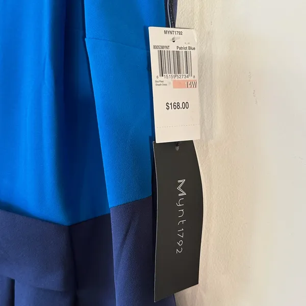 Mynt 1792 Patriot Blue Colorblock Box Pleat Sheath Dress Plus‎ Size 14W NWT - Image 4