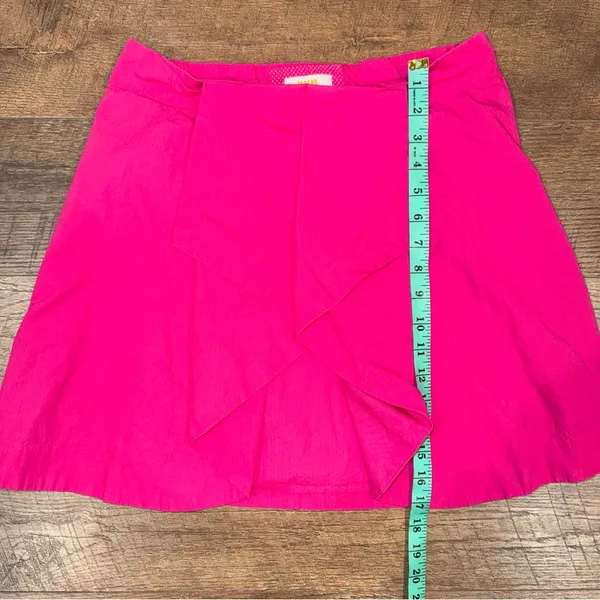 Anthropologie Maeve Ruffle Front Textured Fabric Fuchsia Lined Skirt - Image 9