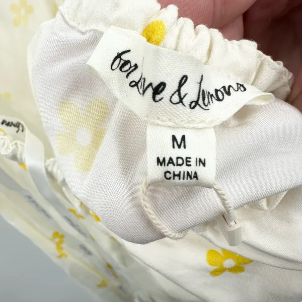 For‎ Love And Lemons NWT White/Yellow Flowers Kyra Mini Dress Size Medium - Image 4