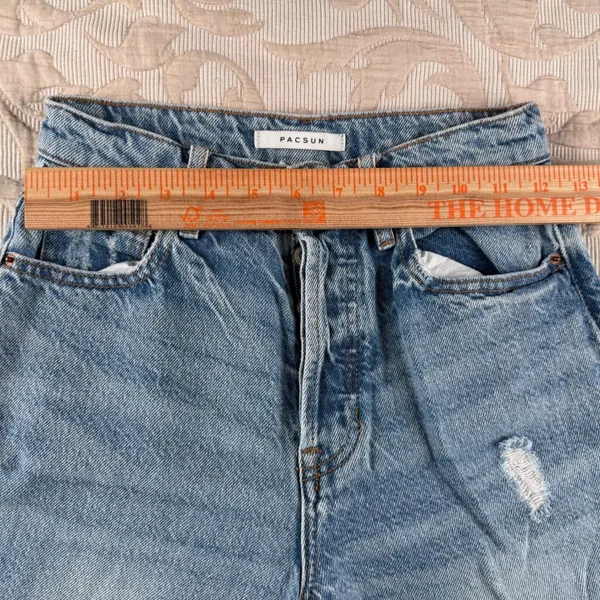 PacSun High Rise Straight Leg Distressed Jeans Light Wash Blue Size 23 - Image 7