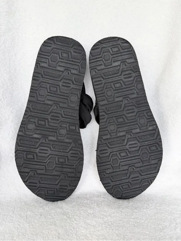 Skechers Womens Size 7 Black Meditation Studio Kicks Yoga Foam Sandals - Image 9
