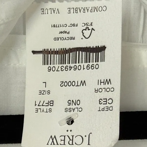 NWT J. Crew Sz L Coverup Shirt‎ Dress White BF771 Vacation 100% Organic Cotton - Image 10