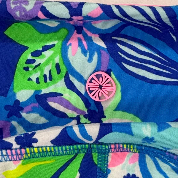 Lilly Pulitzer Luxletic Floral Leggings Blue Pink Mesh Pockets XXS‎ 009750 READ - Image 10