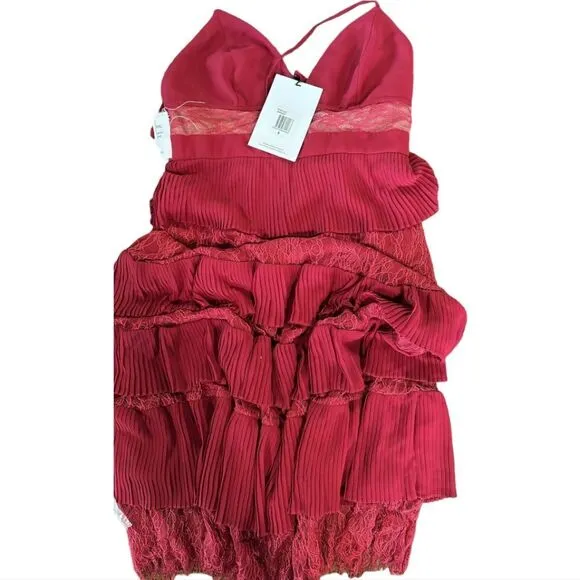 Fame and‎ Partners NWT Felicity Midi Dress Tiered Cocktail Burgundy Size 8 - Image 4