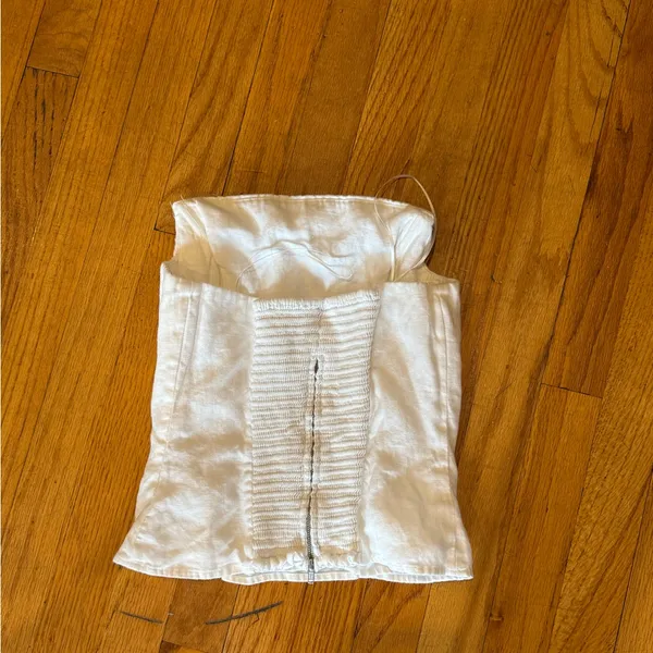 Reformation White Strapless linen corset Top - Image 2
