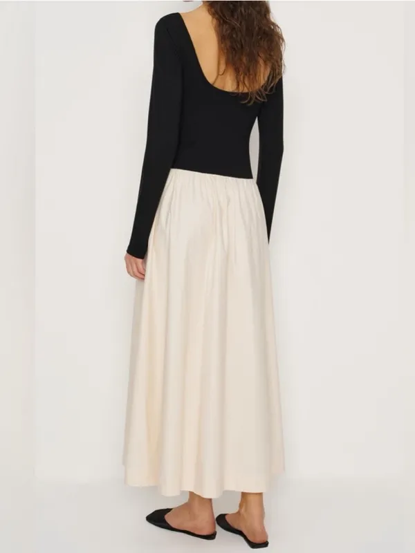 Reformation Abel Knit Dress in Black & Sugar S - Image 5