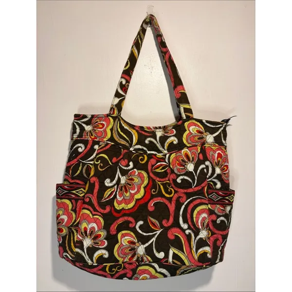 Vera Bradley Quilted Puccini Tote Bag Retired Casual Outside Pockets Full Zip - Image 2