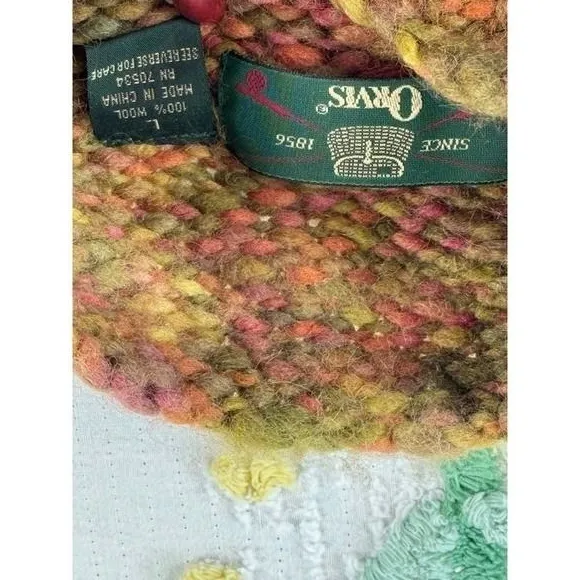 Orvis Womens L 100% Wool Chunky Knit Mock Neck Sweater Multicolor Space Dye 21HP - Image 6