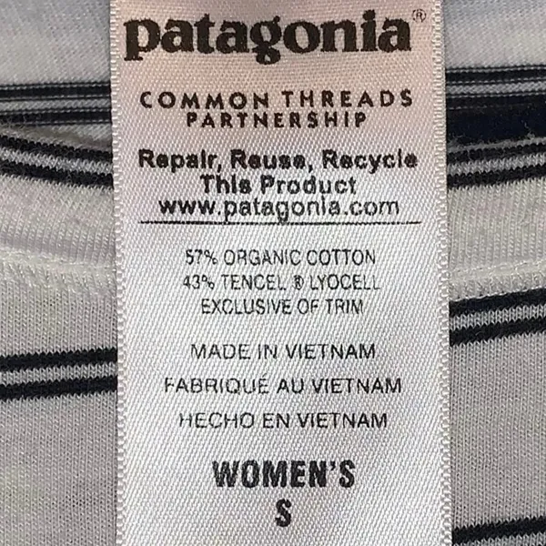 Patagonia Striped Long Sleeve Tee Womens Small Black & White Lightweight‎ - Image 5