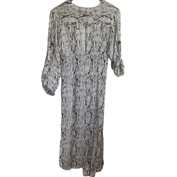 Zara Women‎ Wrap Dress S Reptile Print Surplice Neck High Slits Boho Chic Beachy - Image 2