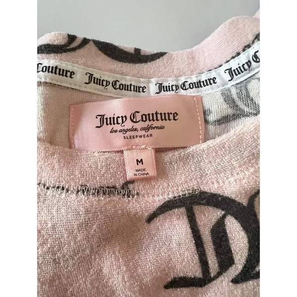 Juicy Couture Pink Sleepwear Loungewear Pajama Set Jogger‎ Logo Terrycloth Y2K M - Image 3