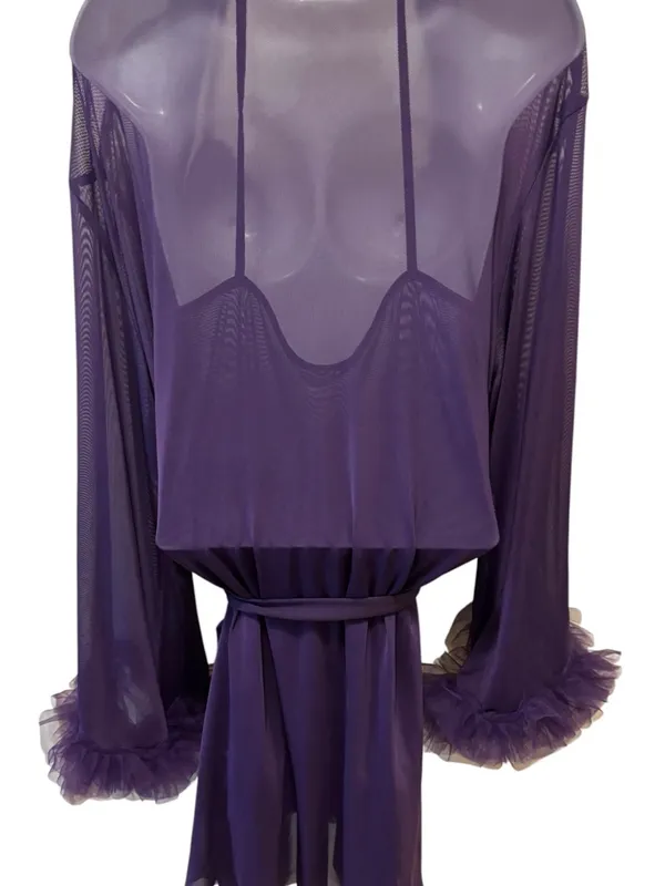 Boutique Lace Patchwork Camisole Nightgown & Bell Sleeve Sheer Robe Set Sz 2X - Image 6