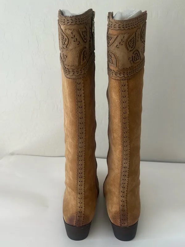 Nurture Tall Suede Boots with Paisley Tooled Detailing NEW 10 boho style paisley - Image 9