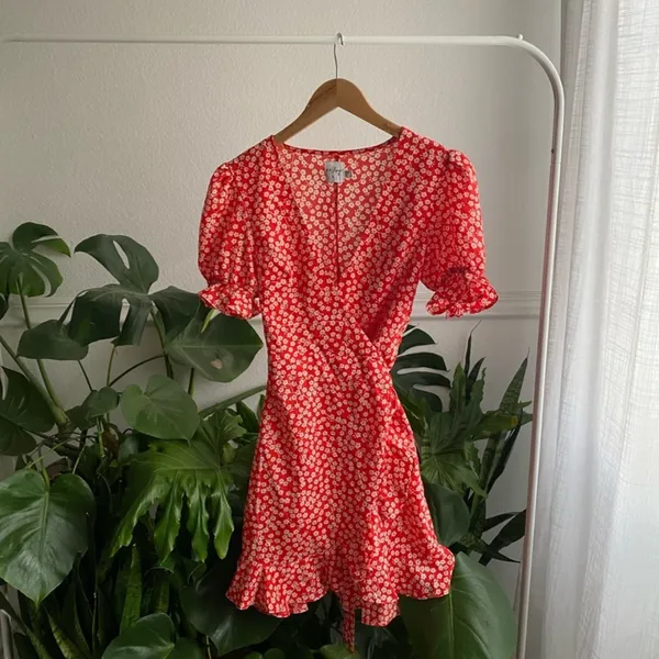 Princess Polly Poppy Moore Floral Mini Dress in Red Size 4 - Image 5