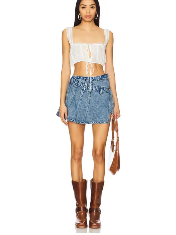 We The Free Stephie Denim Skort in Bella Blue - Image 3