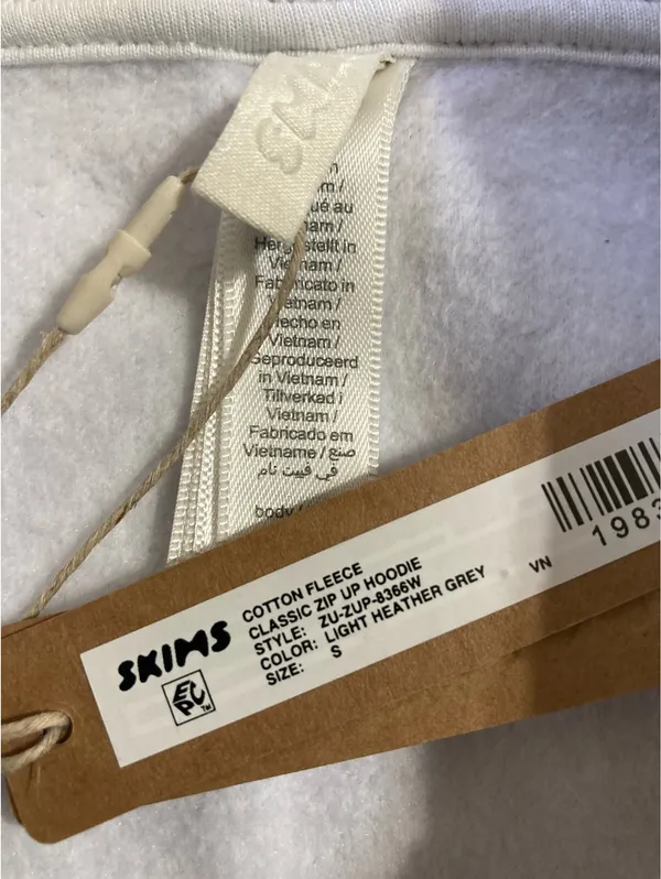 SKIMS Cotton Fleece Zip-Up Hoodie S - Image 6