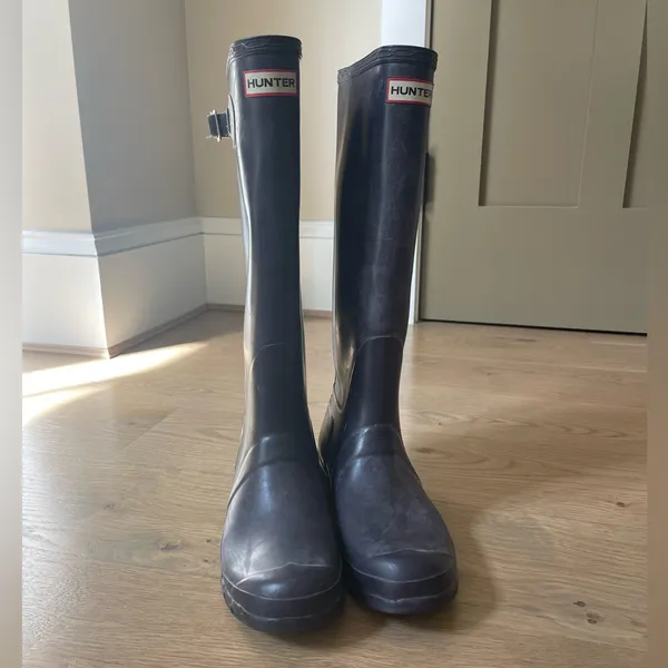 Hunter Original Tall Rain Boots (Dark Purple, Size 10) - Image 2