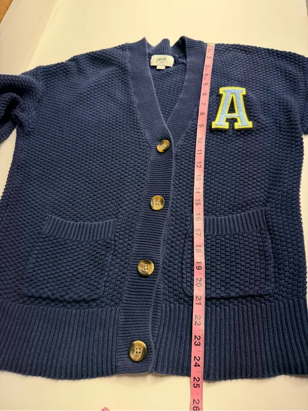 Aerie knit cardigan 100% cotton xs letterman college academia preppy letter A - Image 5