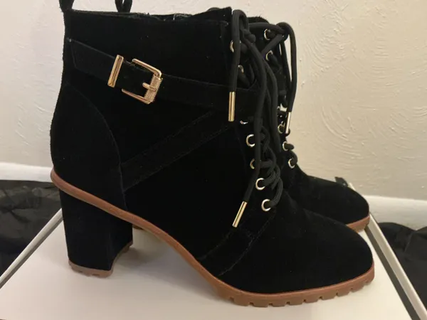 White House Black Market Black Suede Boots-Size 8 - Image 3