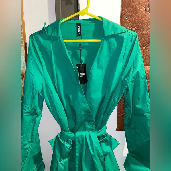 STYLEWE Vibrant Green Long Sleeve Dress coat - Image 4