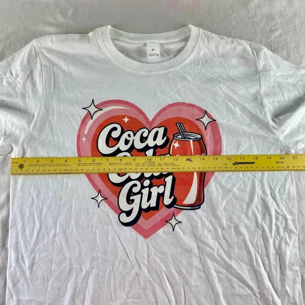 Source Unknown NWOT White Pink Hear "Coca Cola Girl" Graphic Cotton T-Shirt M - Image 4
