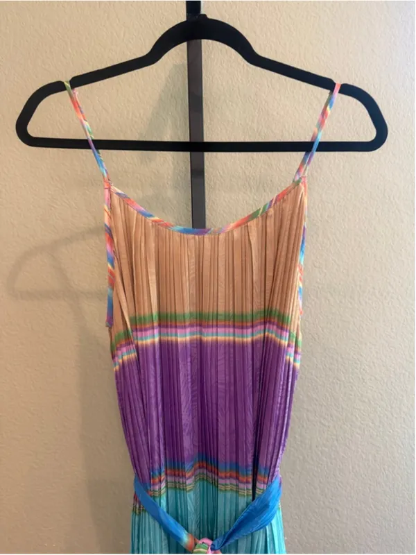 Current Air Pleated Color Block Cami Dress Size M - Image 5