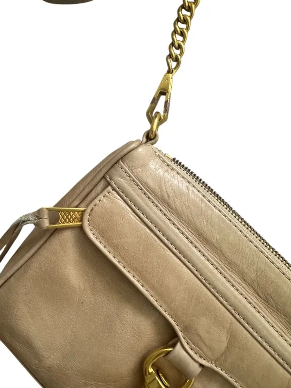 REBECCA MINKOFF Tan Gold Leather MAC Crossbody Bag - Image 2