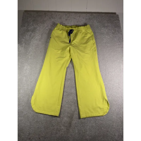 FIGS Marseille Wide Leg Scrub Pants Women Large Petite Neon Yellow - Image 3