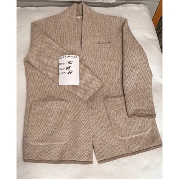 Madewell Mattson Herringbone Sweater Coat Cardigan 100% Merino Wool Sz S Blazer - Image 4