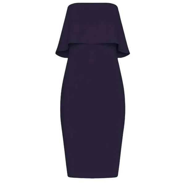 Likely‎ Driggs Strapless Cape Overlay Midi Dress Navy Blue 2 Minimalist Elegant - Image 9