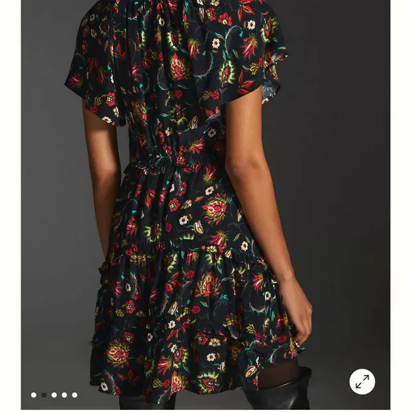 ANTHROPOLOGIE Robin Tiered‎ Mini Dress in Black Floral - Image 2