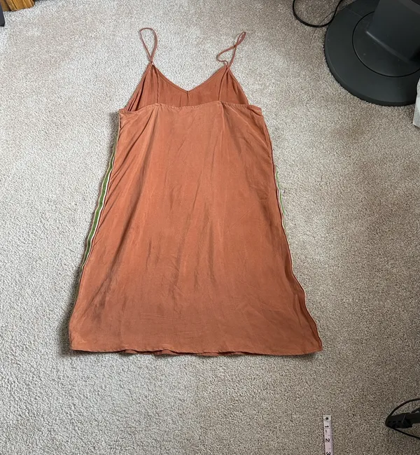 Tribe Kelley Rust Surf Mini Rayon Dress With Side Stripe. Size Medium - Image 8