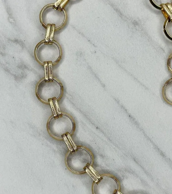 Gold Tone Open Hoop Metal Chain Link Belt Decorative O Ring One Size ✨ - Image 12