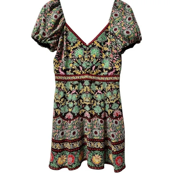 Alice + Olivia Dana Puff Sleeve‎ Fit & Flare Floral Mini Dress Size 4 - Image 5