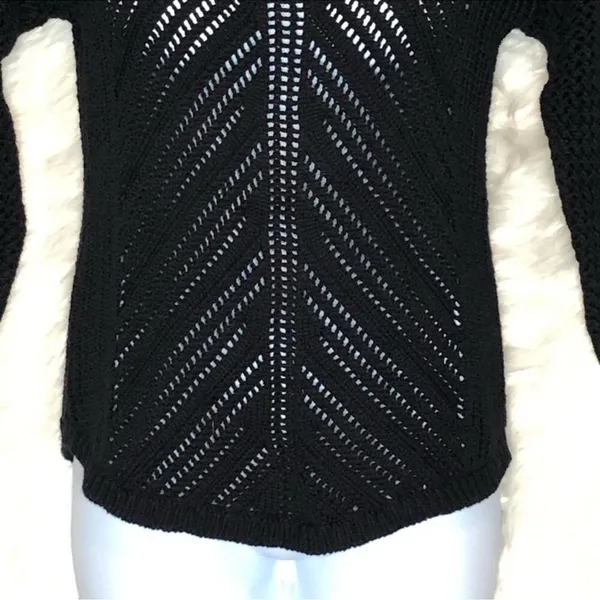 Chelsea & Theodore Navy Crochet Sweater XL Sheer Hi Low Beach Cover Up - Image 7
